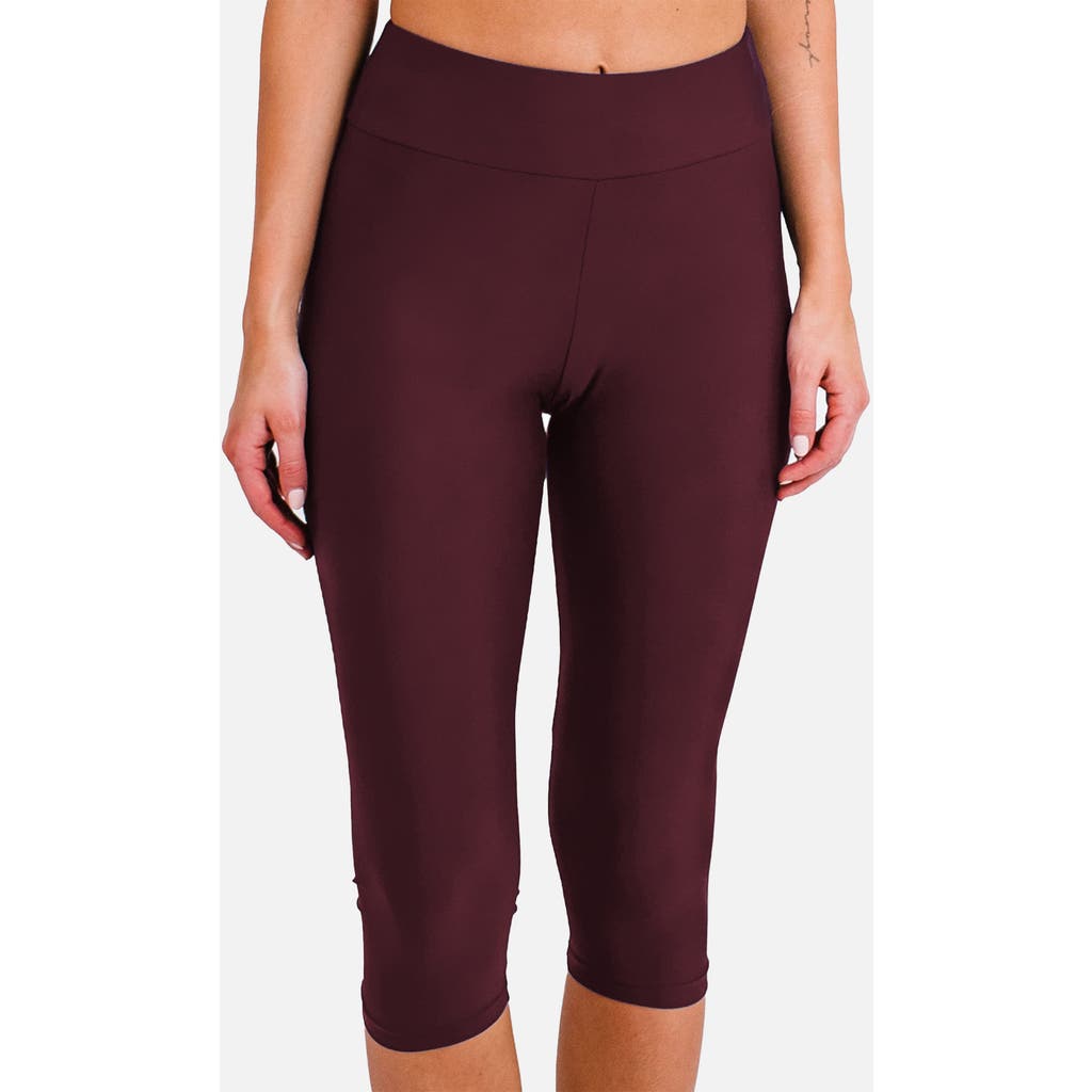 Calypsa Capri Swim Leggings In Burgundy
