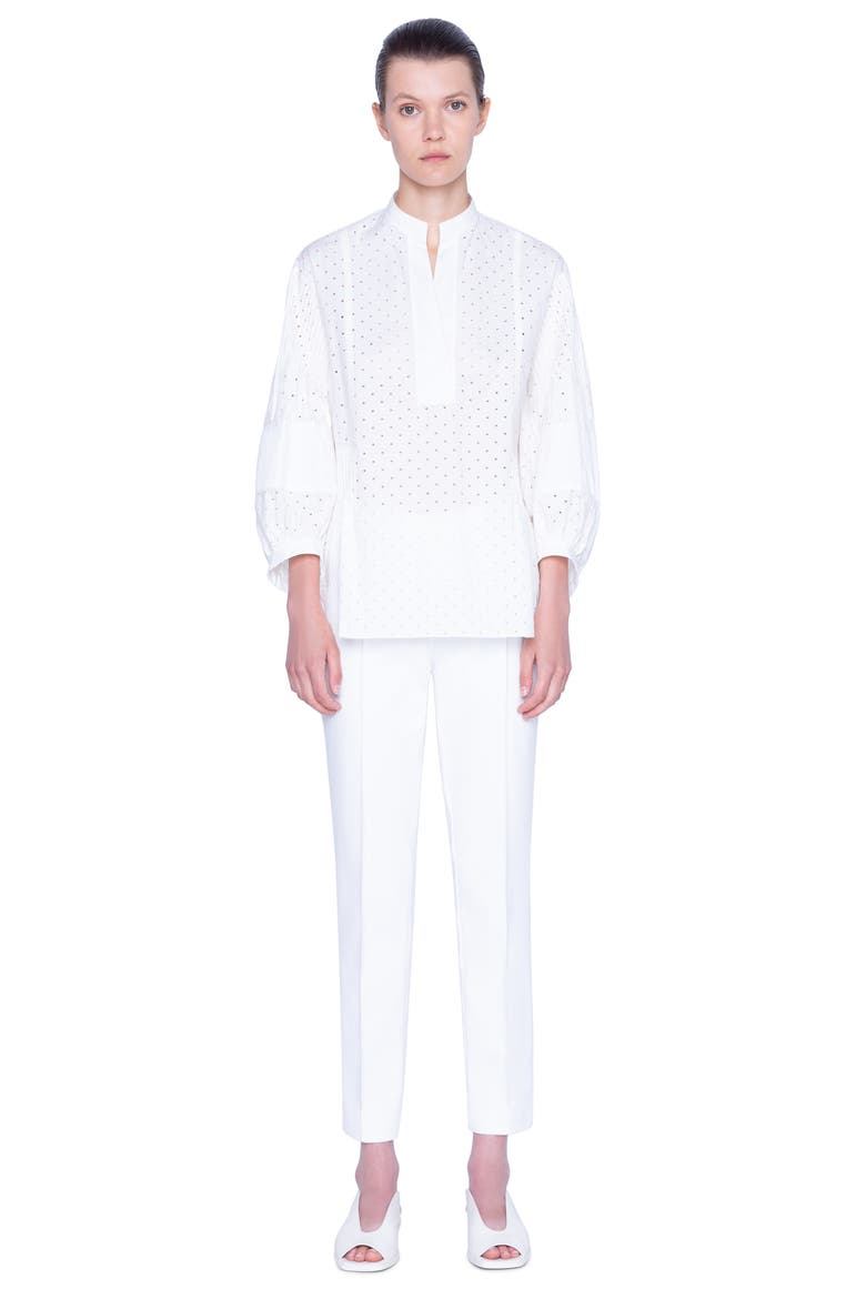 Pin Dot Cotton Poplin Blouse, Alternate, color, CREAM