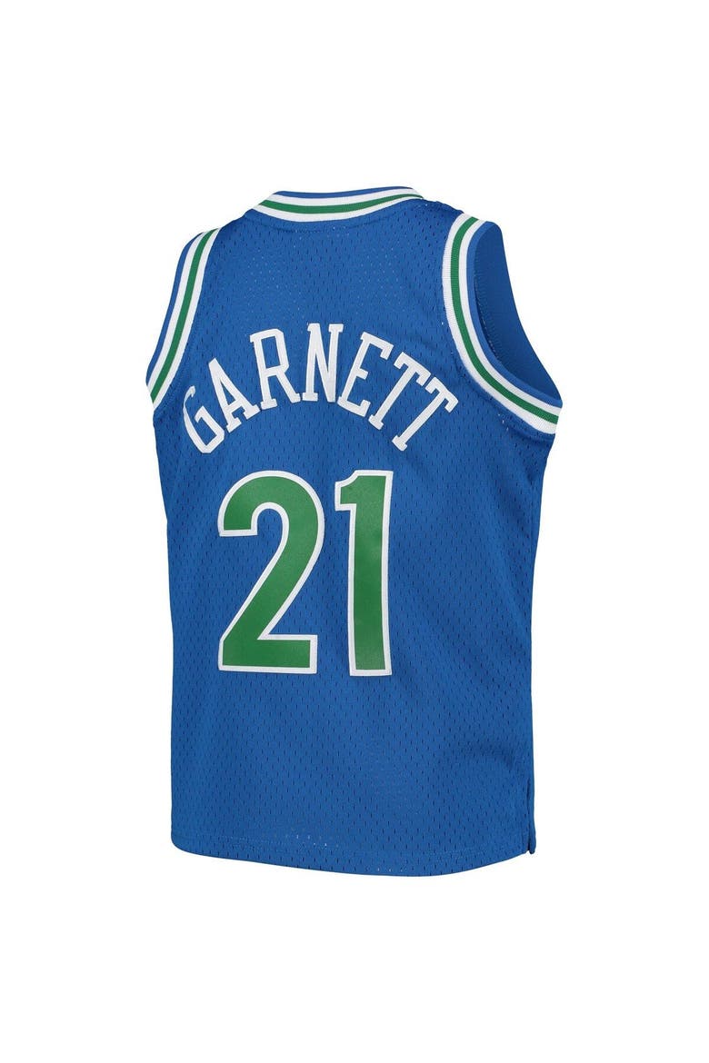 Youth Mitchell & Ness Kevin Garnett Blue Minnesota Timberwolves 1995-96 Hardwood Classics Swingman Jersey, Alternate, color, Blue
