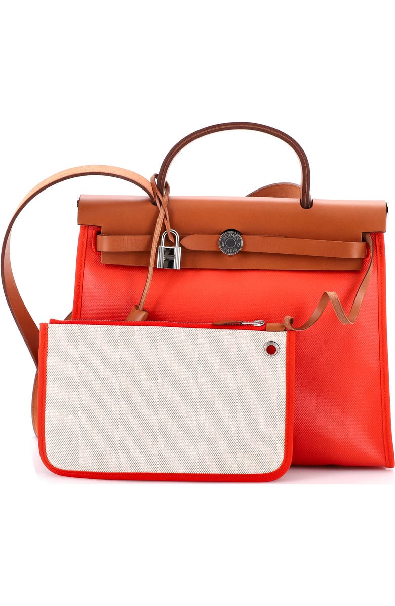 Pre-Owned Hermes Herbag Zip Berline Vache Canvas and Leather 31, Alternate, color, Orange Mecano