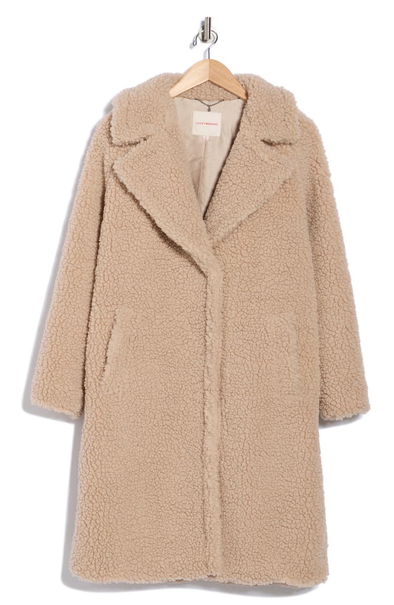 Lucky Brand Missy Faux Shearling Coat, Alternate, color, Oatmeal