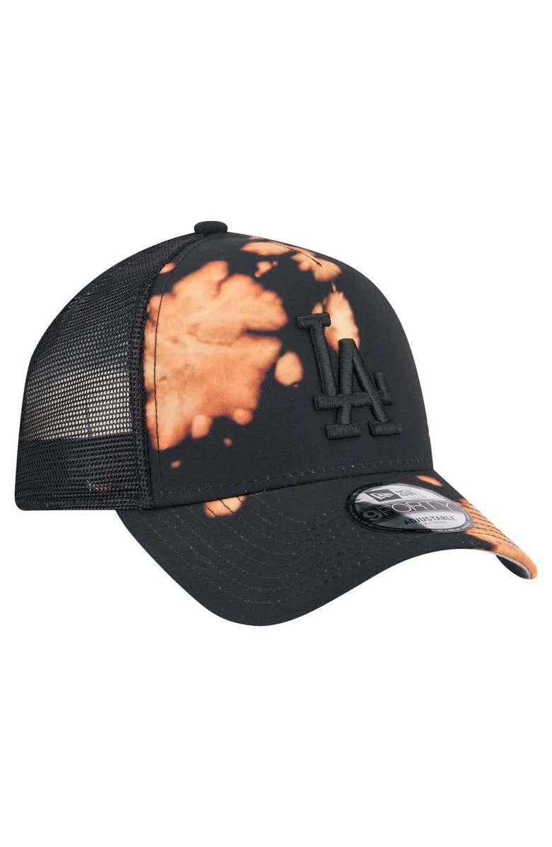 New Era Men's New Era Black Los Angeles Dodgers Bleached A-Frame 9FORTY Adjustable Hat, Alternate, color, Black