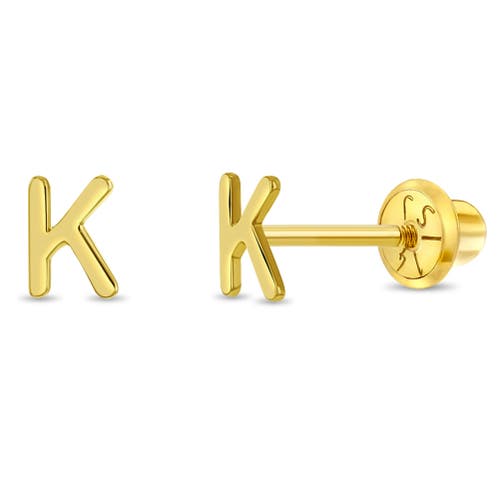 In Season Jewelry 14k Itsy Bitsy Initial Letter Earrings In Letter K