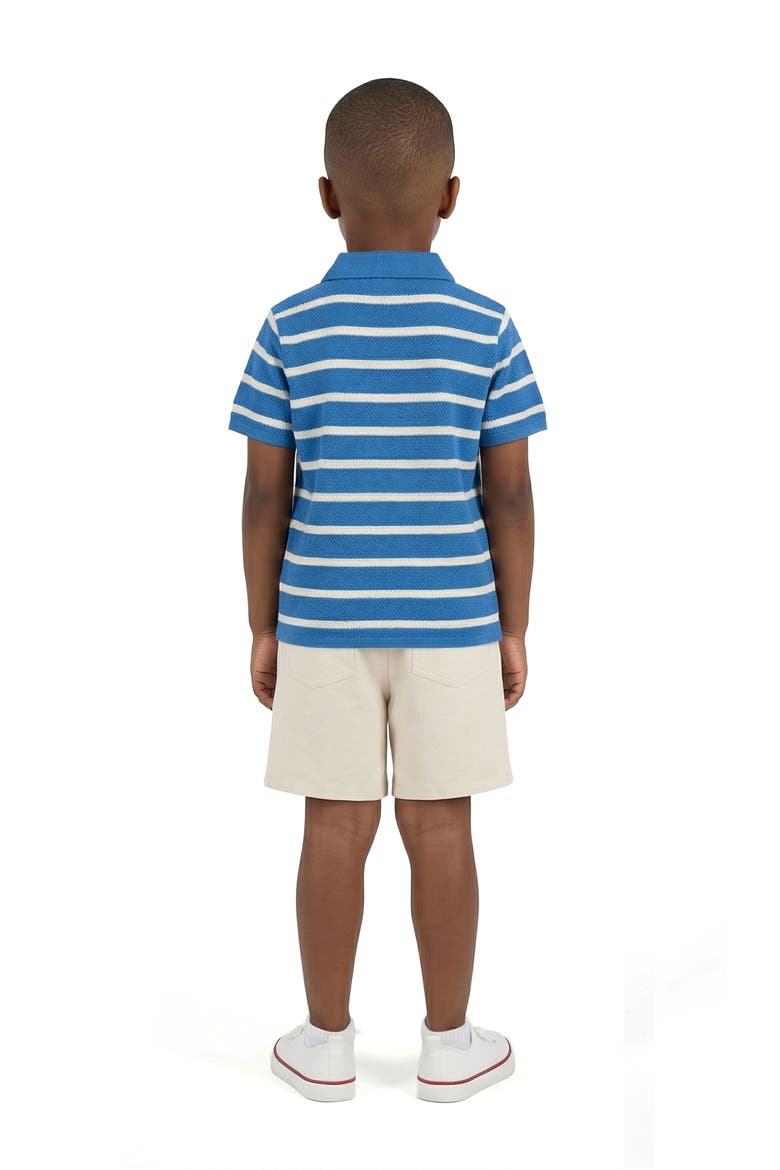Kids' Stripe Textured Cotton Polo, Alternate, color, BLUE STRIPE