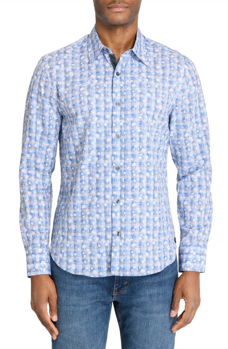 CONSTRUCT Floral Slim Fit 4-Way Stretch Button-Up Shirt, Main, color,