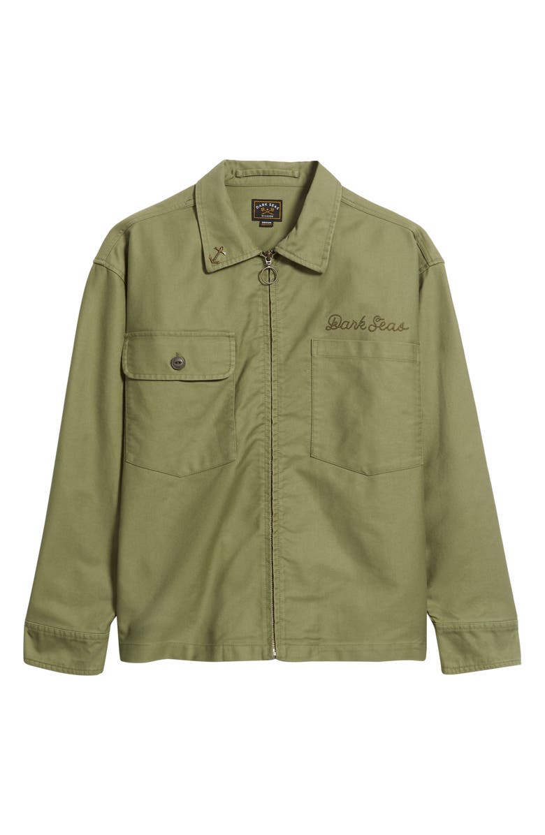 DARK SEAS Corporal Zip-Up Cotton Canvas Worker Shirt, Alternate, color, Olive