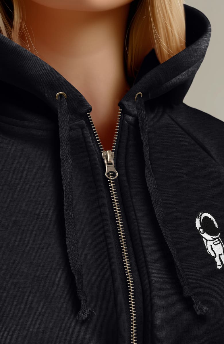 Dalix Astronaut Zip Fleece Hoodie, Alternate, color, Black
