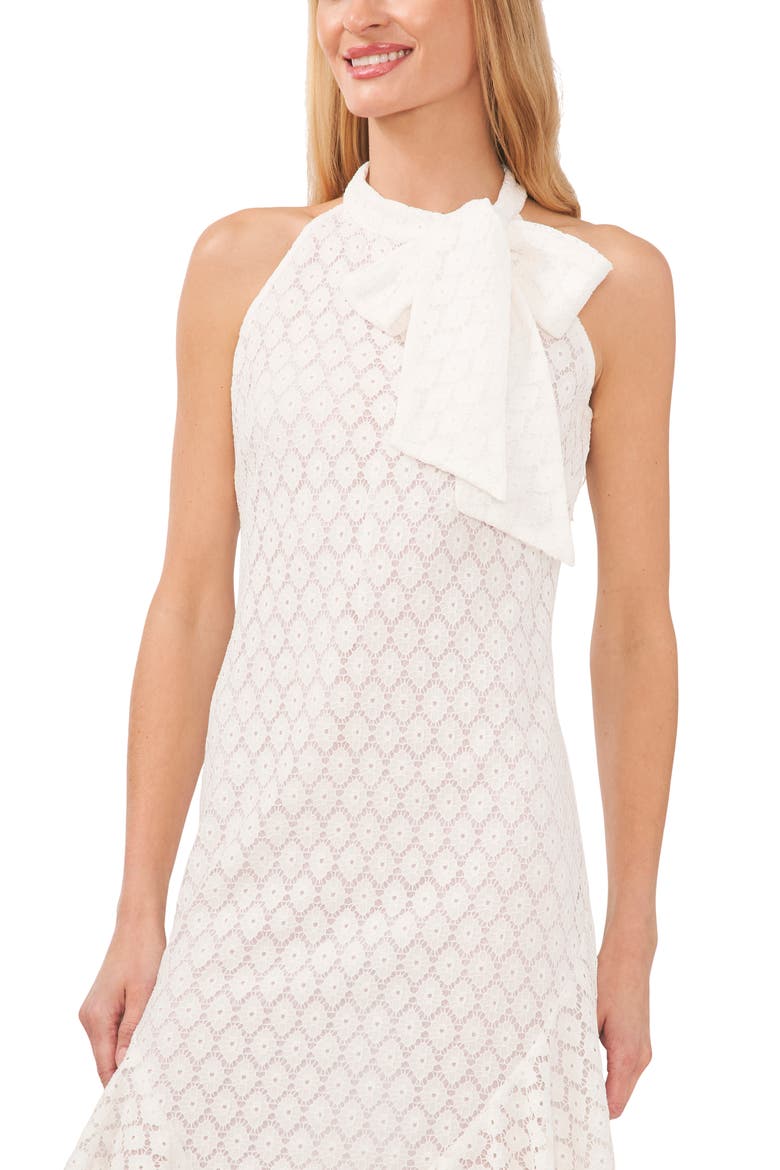 Bow Lace Halter Minidress, Alternate, color, NEW IVORY