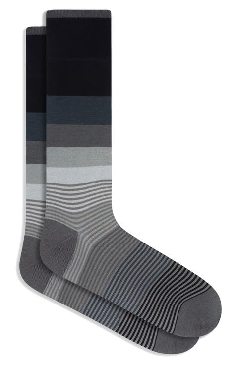 Stripe Mercerized Cotton Blend Dress Socks