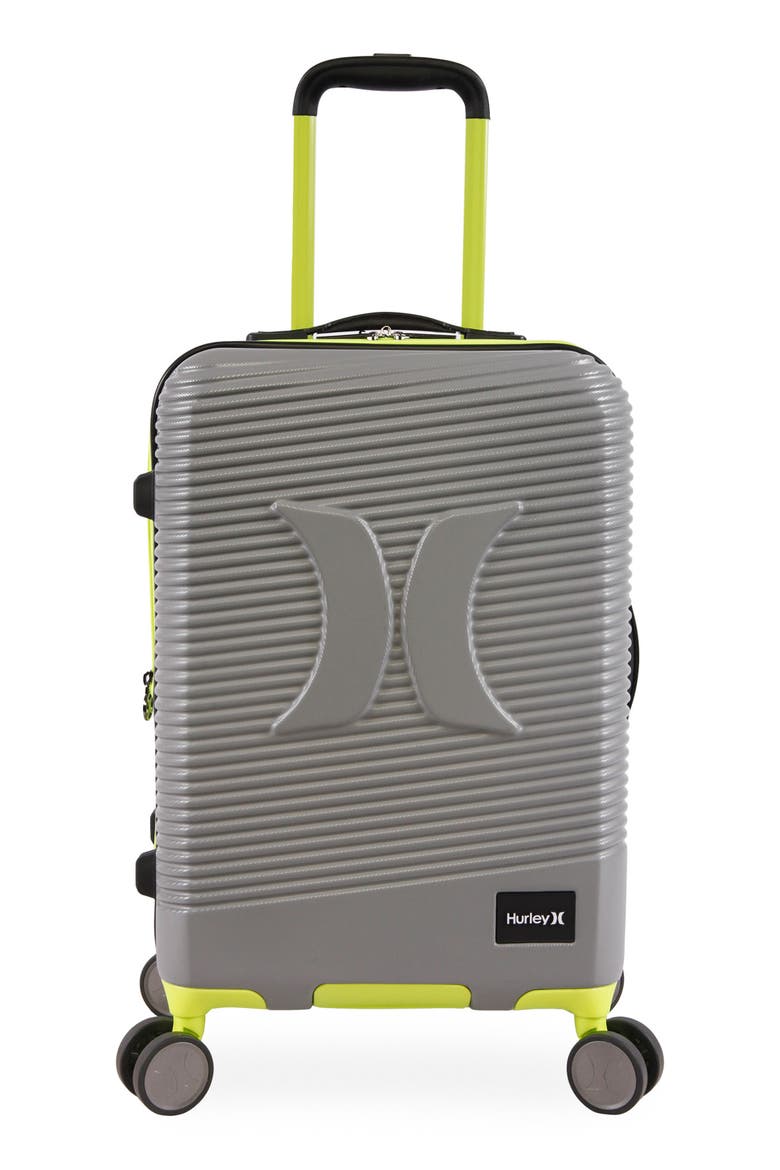 Torx 21-Inch Spinner Suitcase, Main, color, LIGHT GREY/ NEON