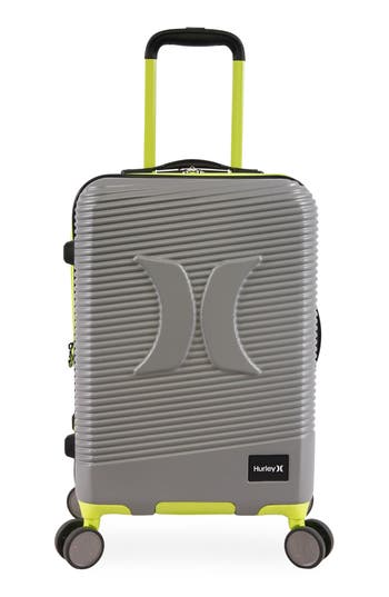Hurley Torx 21-inch Spinner Suitcase In Light Grey/neon
