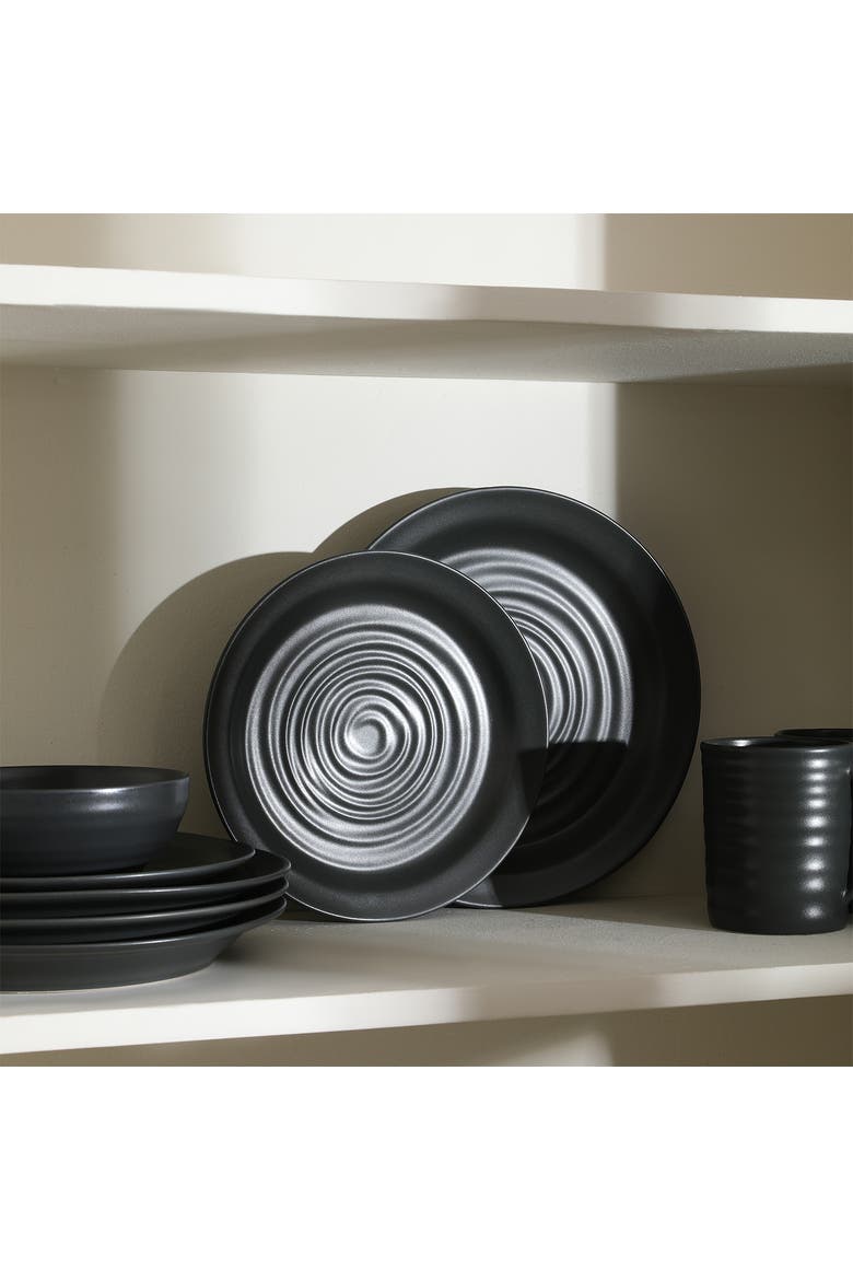 Orbit Stoneware 4-Piece Dinner Plate Set, Alternate, color, Charcoal