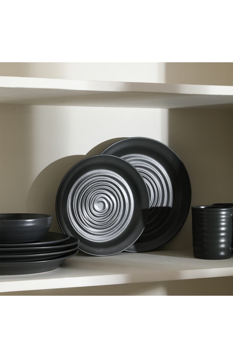 Stone Lain Orbit Stoneware 4-Piece Dinner Plate Set, Alternate, color, Charcoal