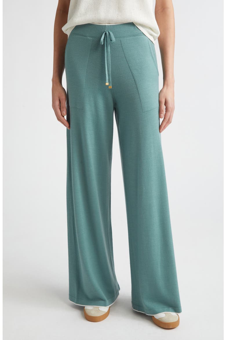 Avalon Travel Merino Wool Drawstring Pants, Main, color, WHITE/JADE