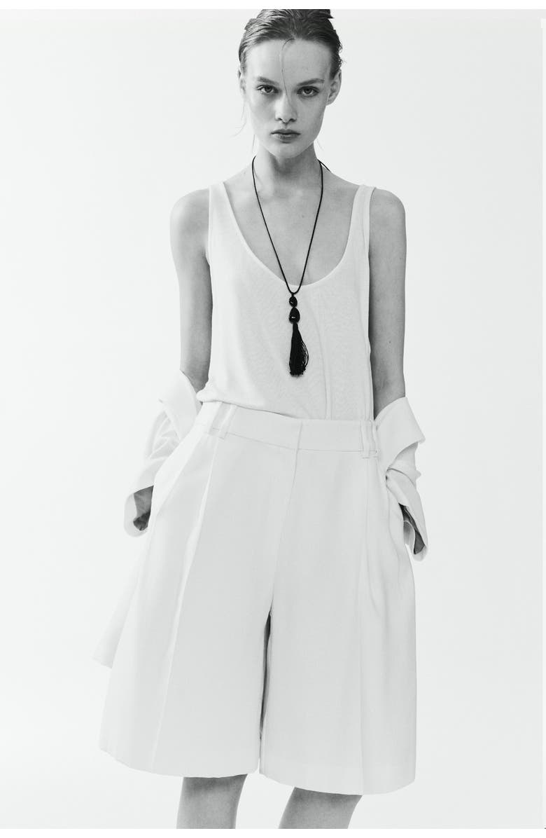 H&M Tailored Bermuda Shorts, Alternate, color, Ivory