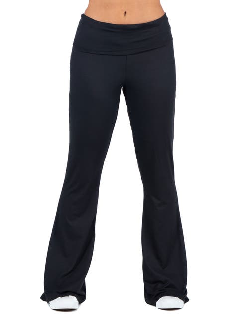 Black Bell Bottom Foldover Waist Sweatpants