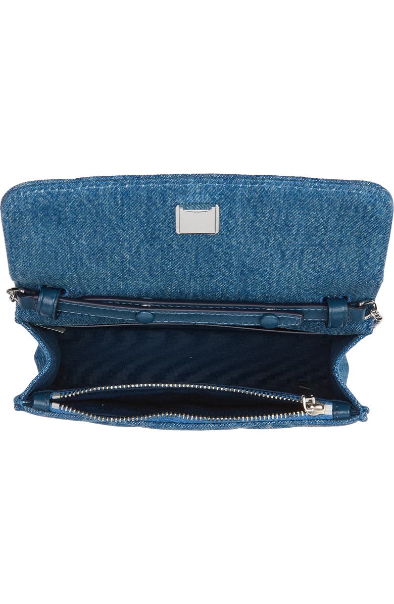 Tory Burch Mini Kira Diamond Quilted Denim Tote, Alternate, color, Blue