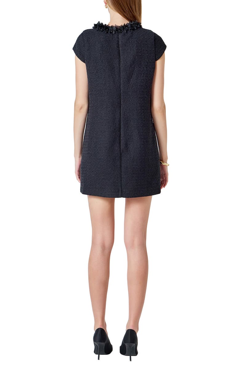 Endless Rose Floral Tulle Tweed Sheath Dress, Alternate, color, Black