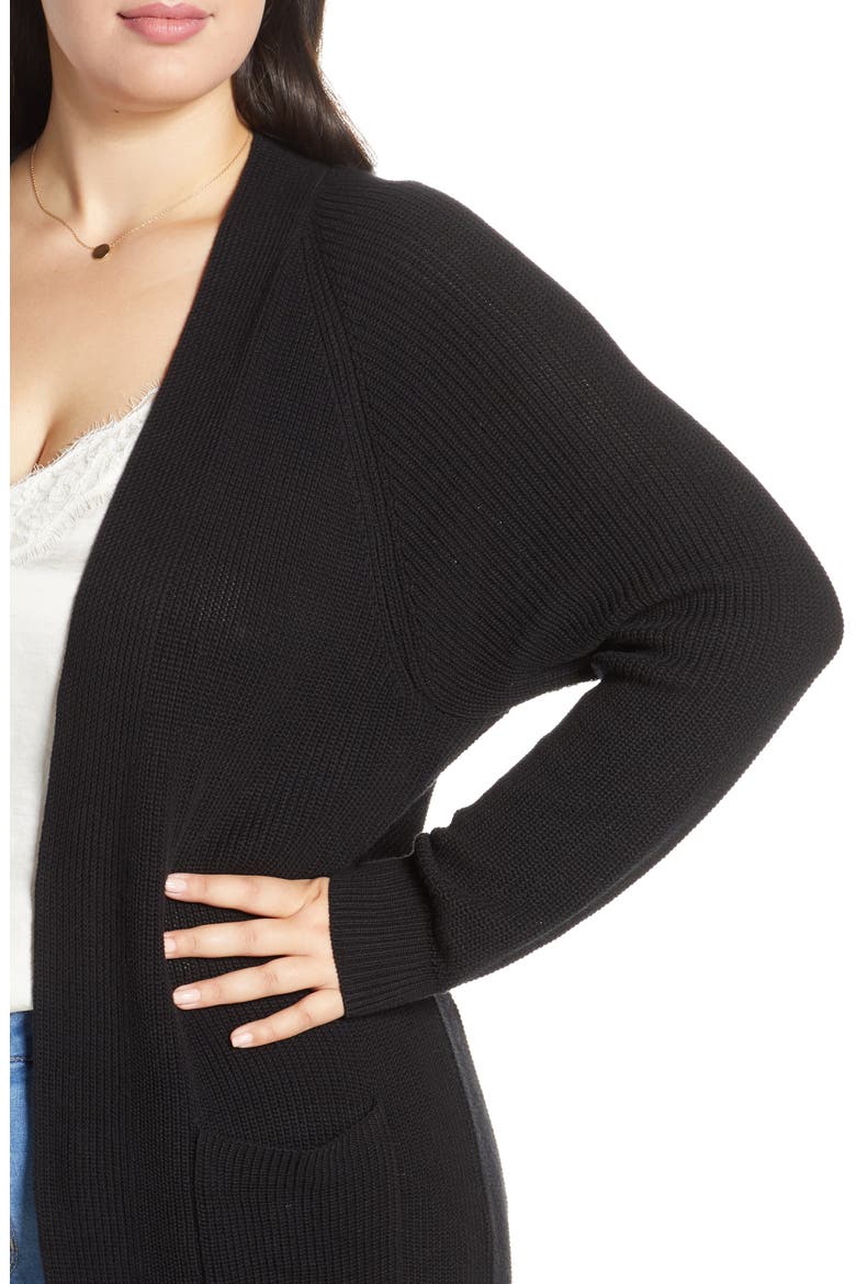 Longline Open Cardigan, Alternate, color, BLACK