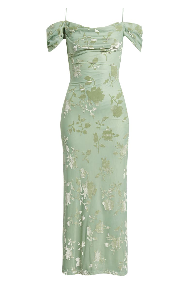 Green Gables Burnout Off the Shoulder Maxi Dress, Alternate, color, SAGE