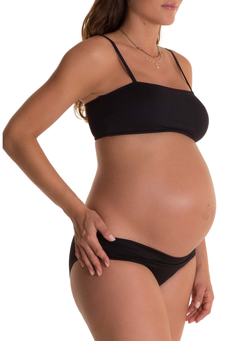 Ana Bandeau Maternity Bikini Top, Alternate, color, BLACK