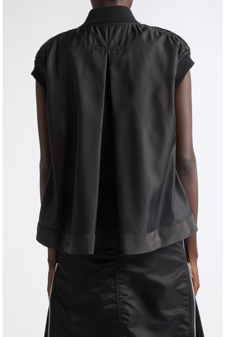 Nylon Twill Bomber Vest, Alternate, color, BLACK