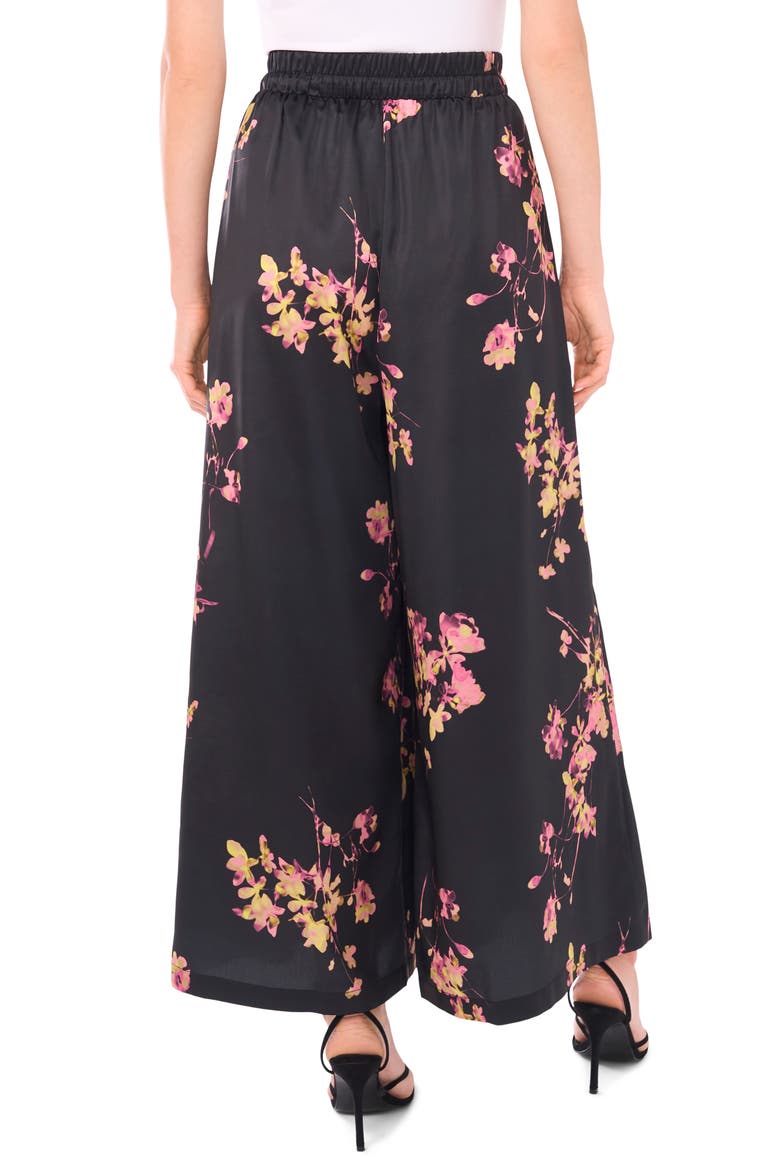 Print Drawstring Wide Leg Pants, Alternate, color, RICH BLACK