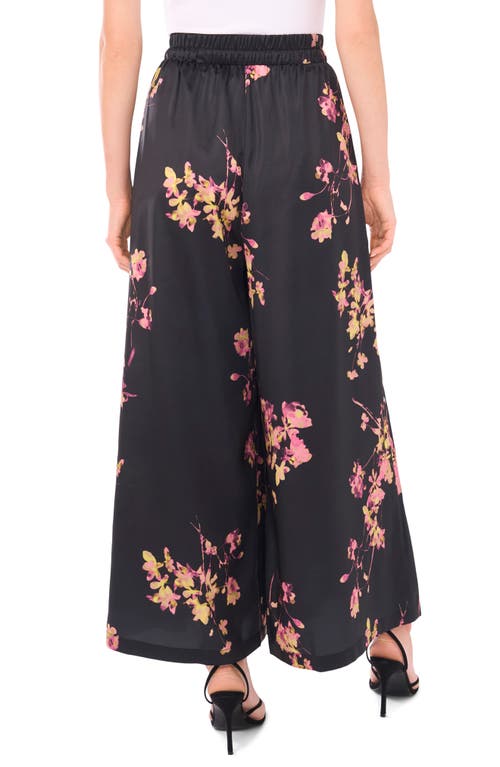 Vince Camuto Print Drawstring Wide Leg Pants In Black