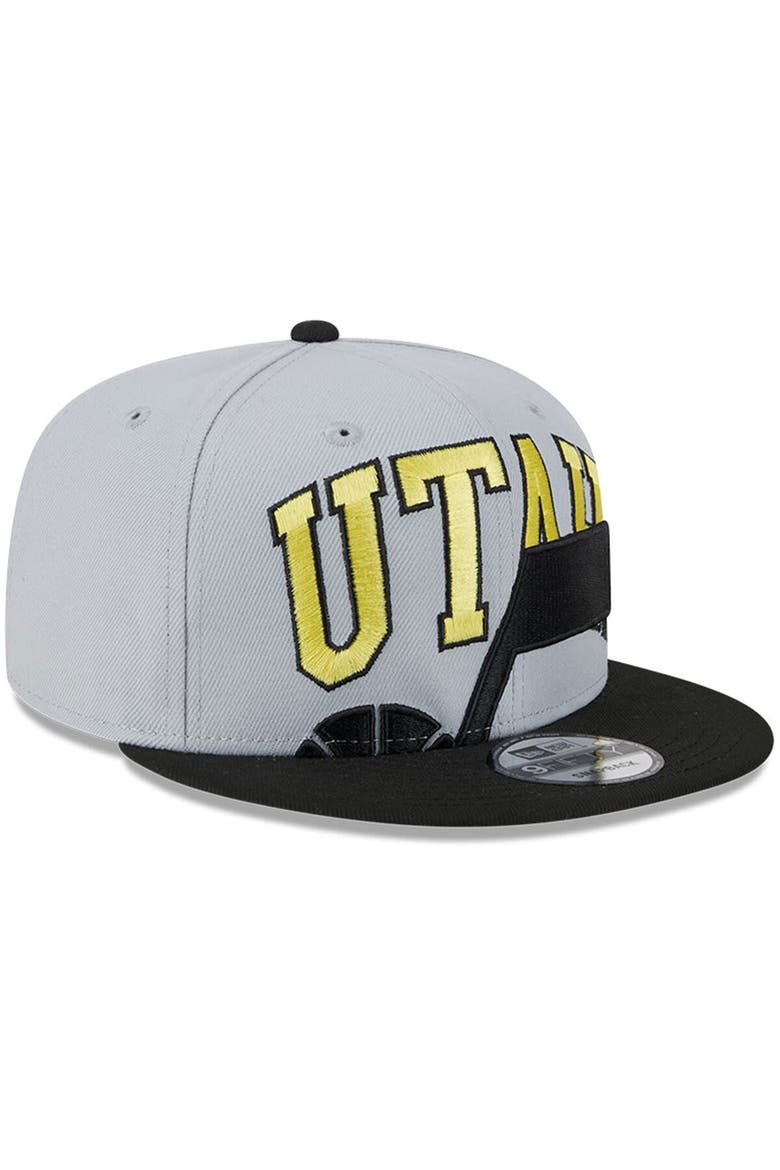 Men's New Era Gray/Black Utah Jazz Tip-Off Two-Tone 9FIFTY Snapback Hat, Alternate, color, Gray