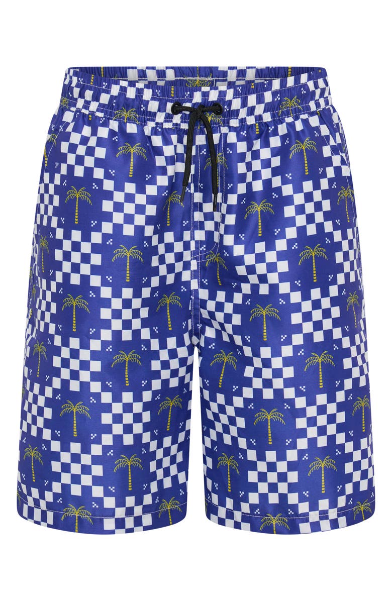 TINY TRIBE Kids' Print Swim Trunks, Main, color, Blue Multi