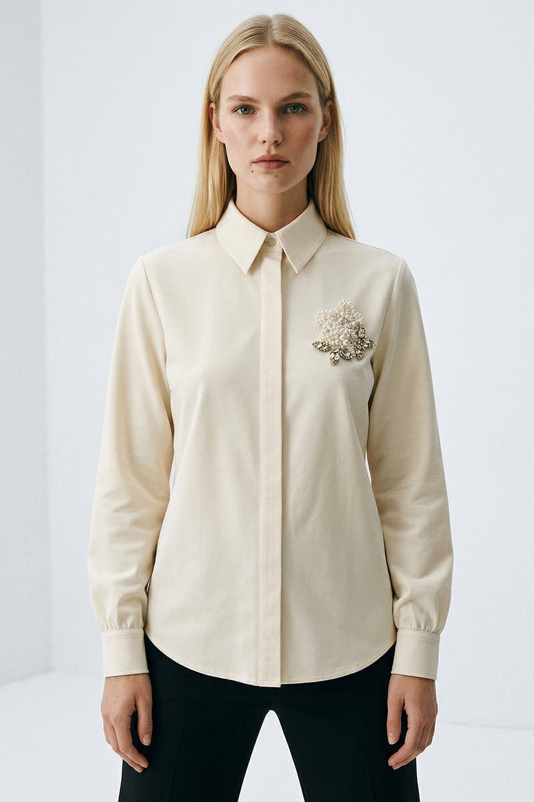 Hallie Embroidered Cotton Shirt, Alternate, color, LIGHT YELLOW