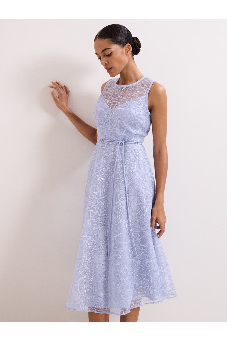 Sakura Floral Embroidered Lace Dress, Alternate, color, Pale Blue