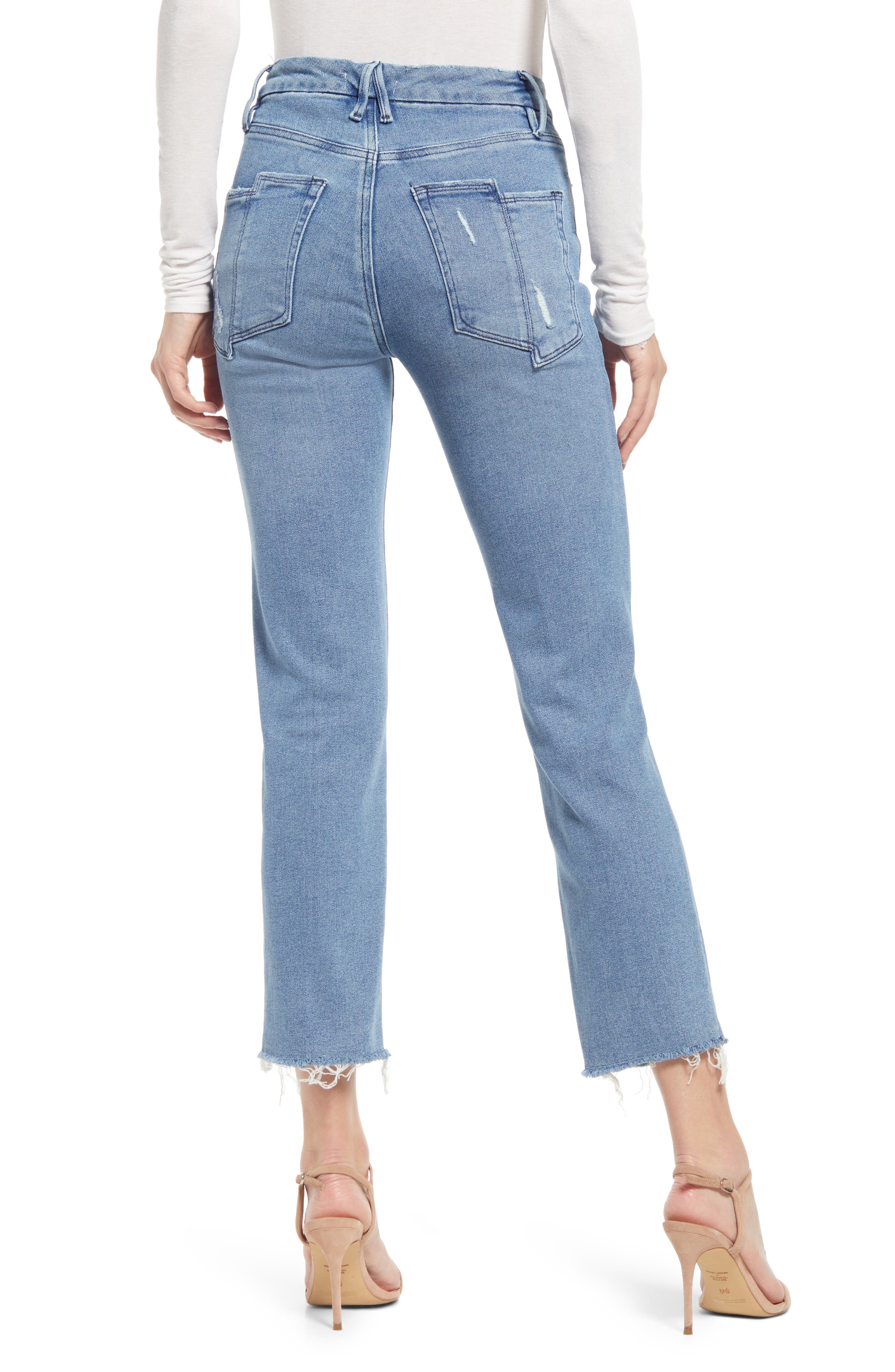 Good American Straight Split Pocket Skinny Jeans (Women) | Nordstromrack