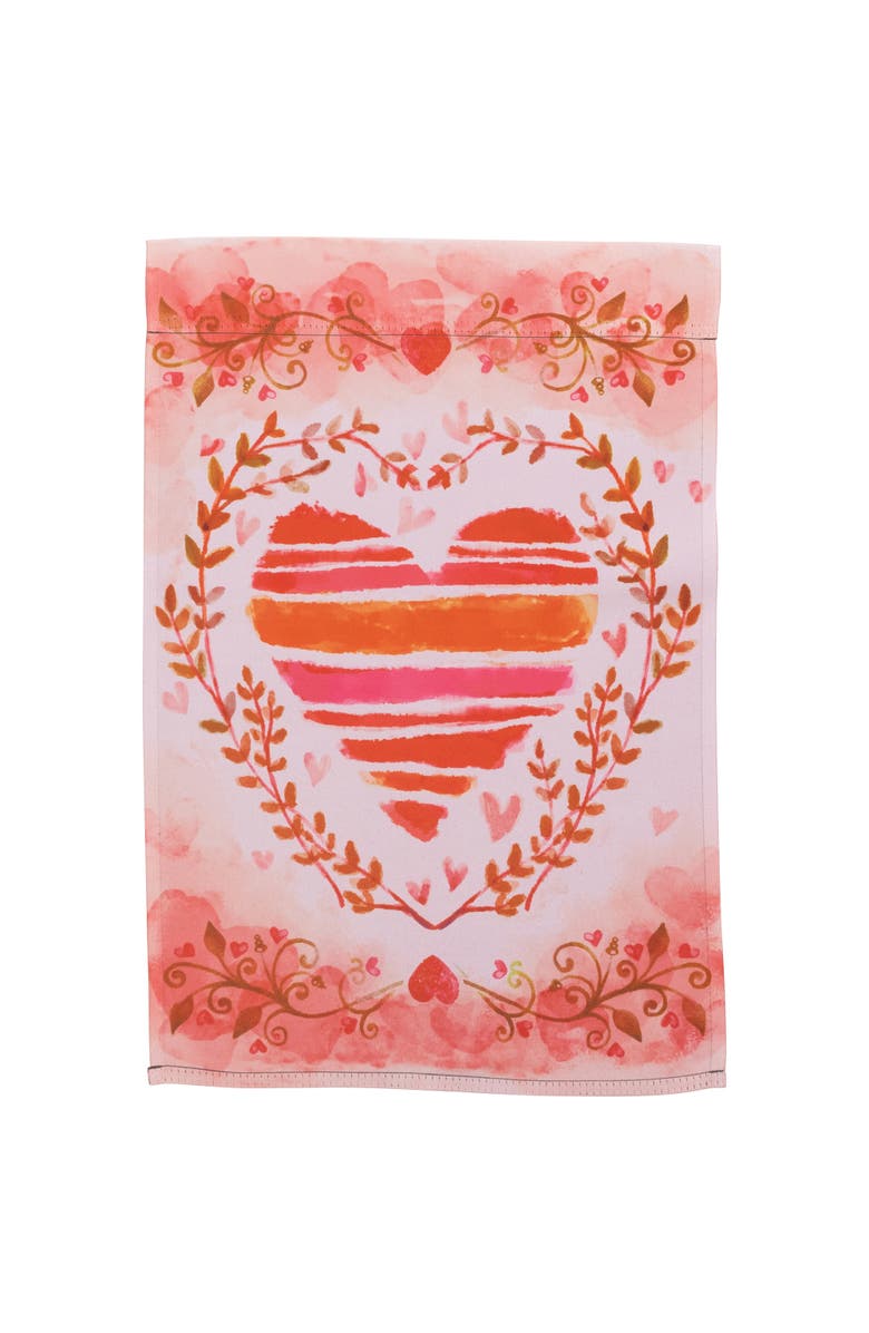 Northlight Watercolor Heart Valentine's Day Outdoor Garden Flag 18" x 12.5", Main, color, Red