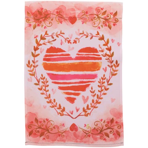 Watercolor Heart Valentine's Day Outdoor Garden Flag 18" x 12.5"