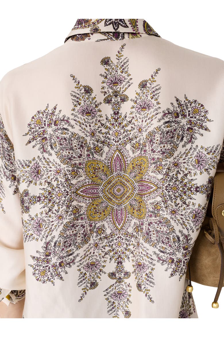 Draped Paisley Button-Down Blouse, Alternate, color, Yellow