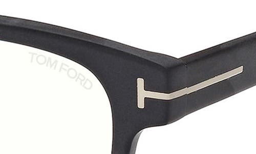 Tom Ford 50mm Square Blue Light Blocking Glasses In Black Eco/t Logo