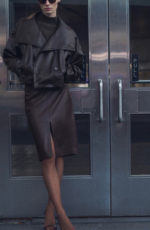 Mango Auro Double Breasted Faux Leather Jacket In Black