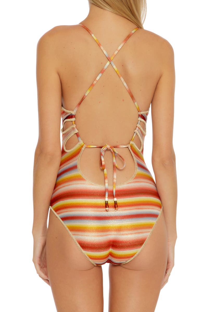 Becca Horizon Plunge One-Piece Swimsuit, Alternate, color, 