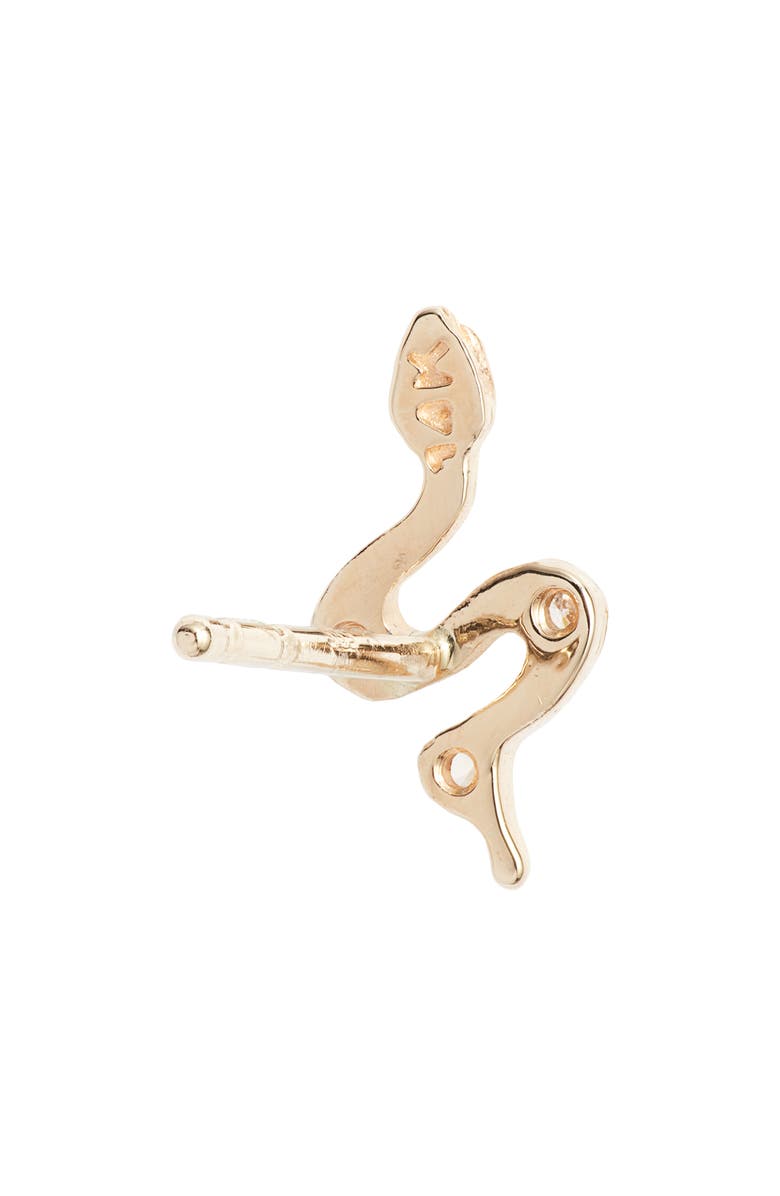 Anzie x Mel Soldera Single Snake Stud Earring, Alternate, color, Yellow Gold/ Diamond
