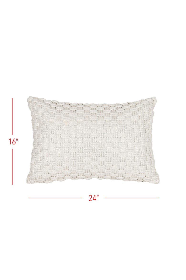 Knotted Filled Lumbar Pillow, 16" x 24" White, Alternate, color, White