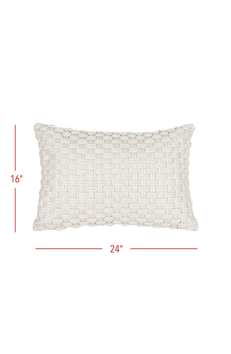 Foreside Home and Garden Knotted Filled Lumbar Pillow, 16" x 24" White, Alternate, color, White