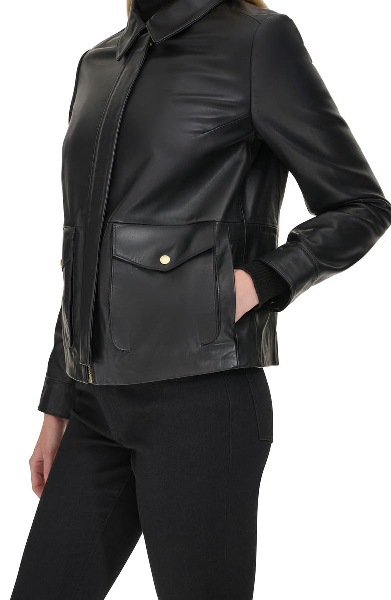 Cole Haan Leather Trucker Jacket, Alternate, color, 