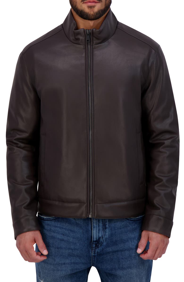 Cole Haan Signature Cole Haan Faux Leather Jacket, Main, color, Dark Brown