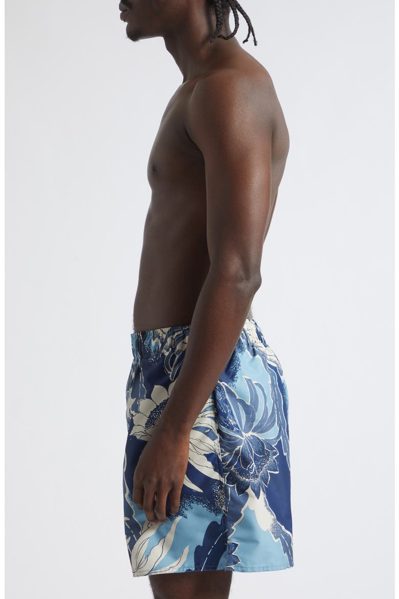Tropical Print Swim Trunks, Alternate, color, SAPPHIRE