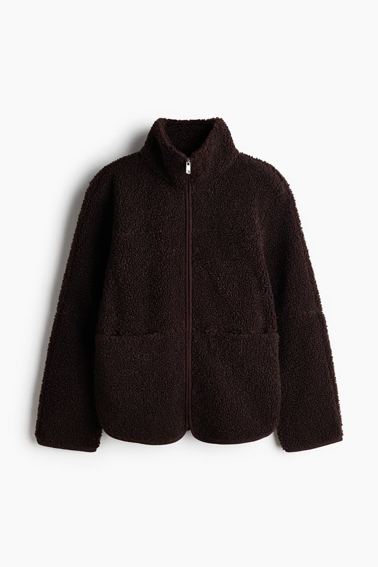 Teddy Fleece Jacket, Alternate, color, Dark brown