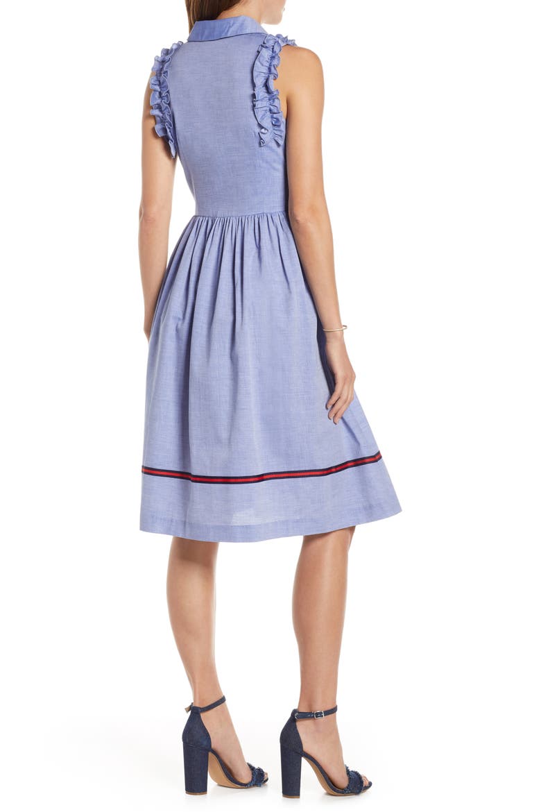 Ruffle Trim Shirtdress, Alternate, color, CHAMBRAY