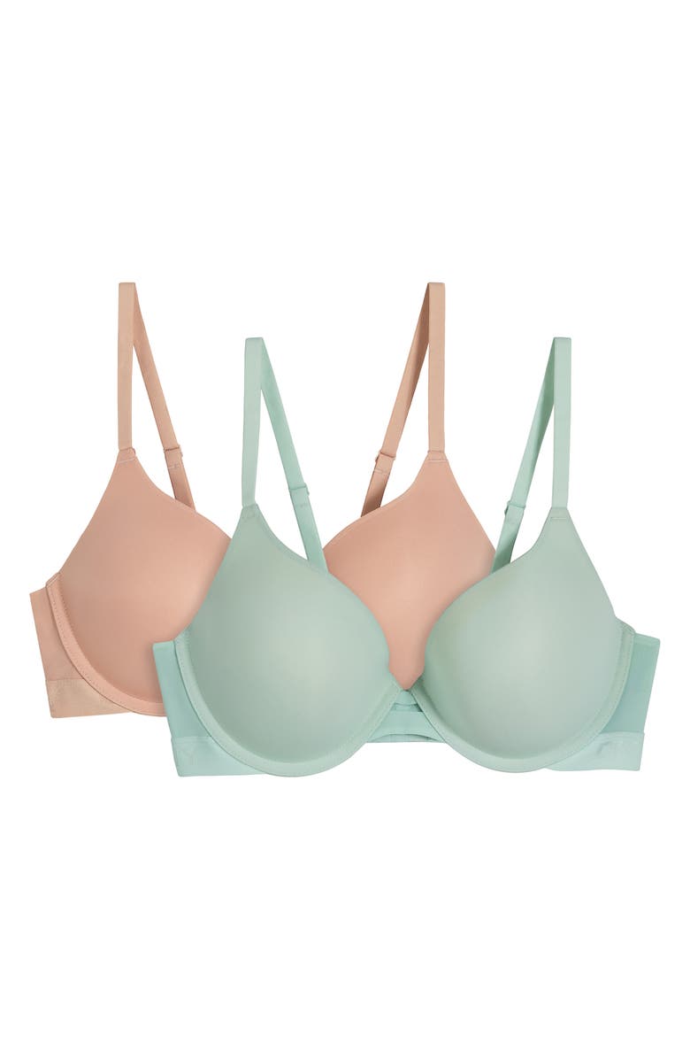 DKNY 2-Pack Micro Logo Band Lift Bras, Main, color, Sand/ Fresh