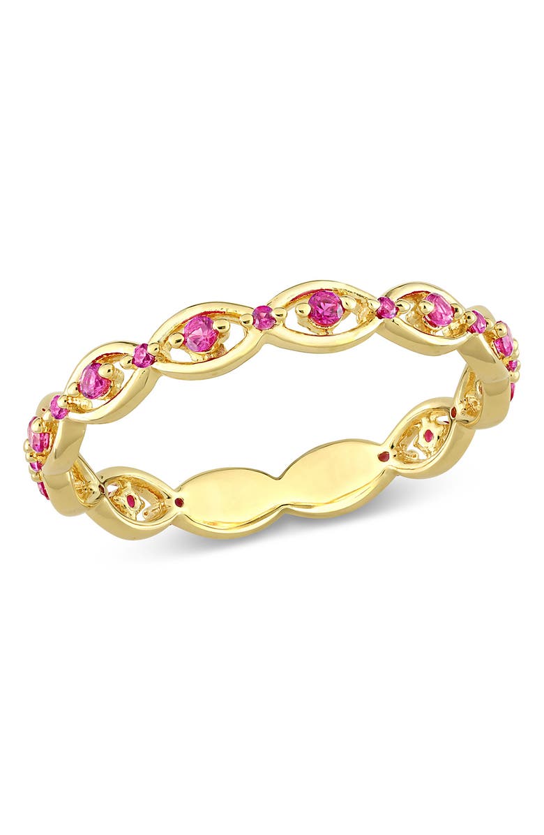 DELMAR Sterling Silver Created Ruby Eternity Band Ring, Main, color,