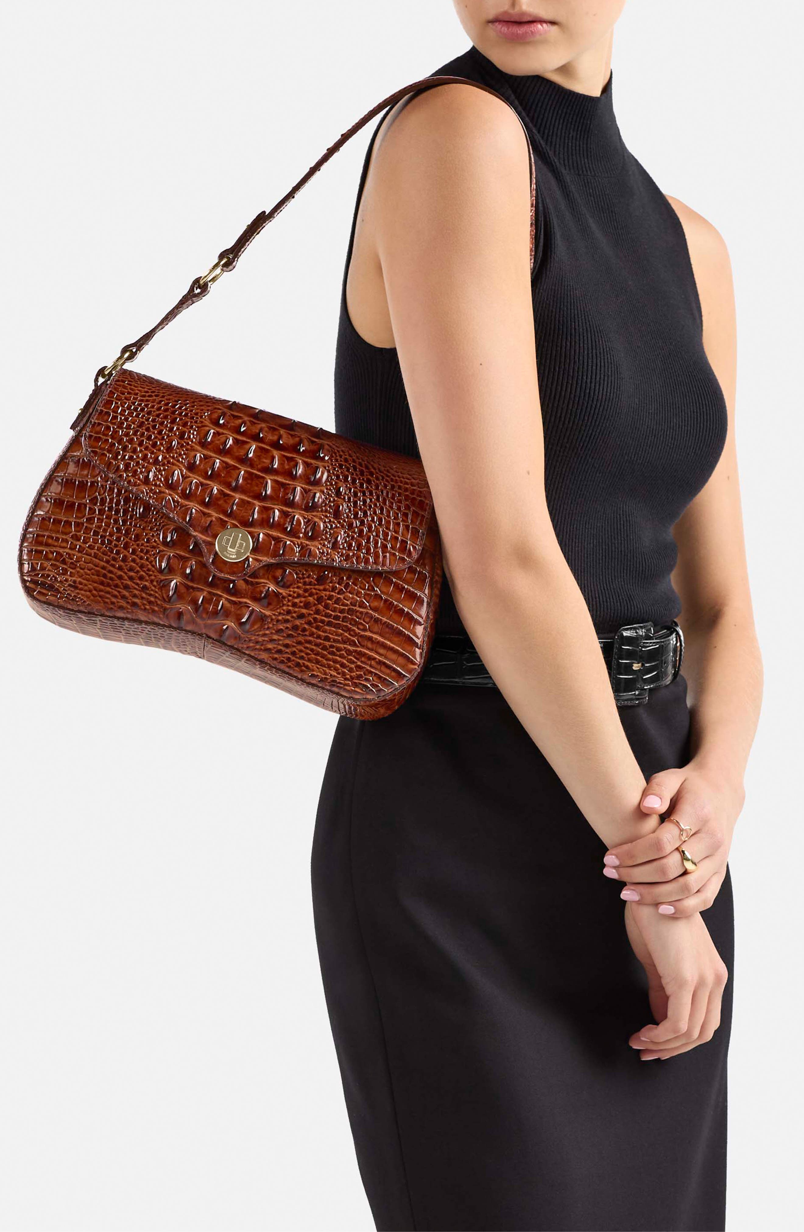 Brahmin Nerida Croc Embossed Leather Shoulder Bag, Alternate, color, 
